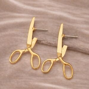 Vintage Gold Scissor Earrings